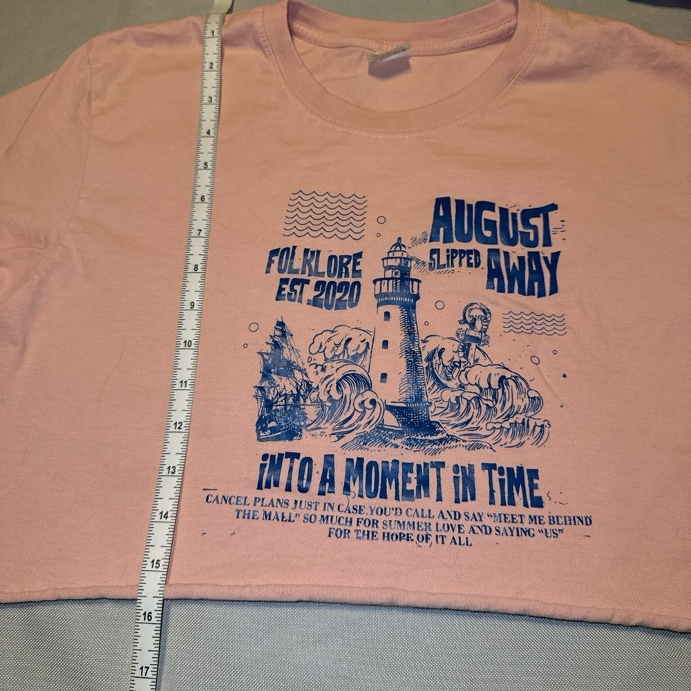 Taylor Swift Lyric Size L Crop T Shirt Folklore August Slipped Away Tee - Picture 5 of 9